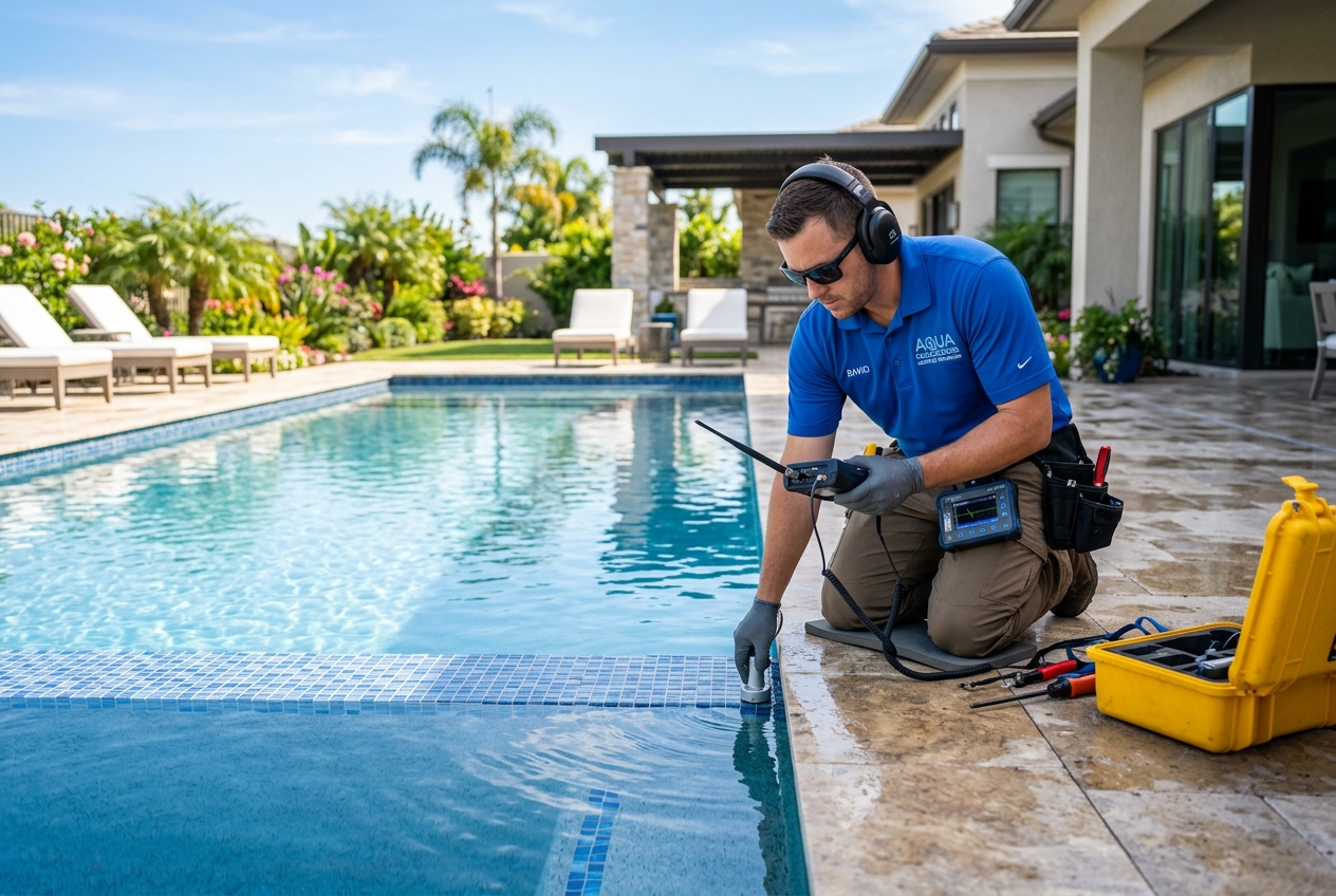 pool leak detection Pennsauken NJ testing inground pool plumbing